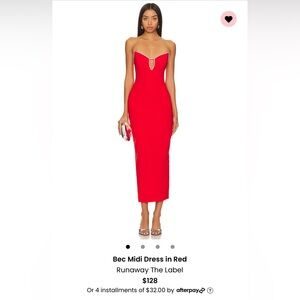 Runaway The Label strapless red dress, size M.